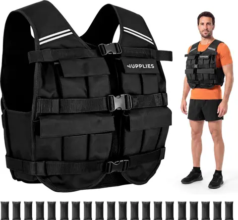 Chaleco lastrado JUPPLIES negro con sus 20 bolsas de peso