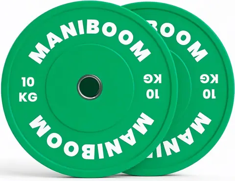 Par de discos bumper ManiBoom verdes de 10 kg