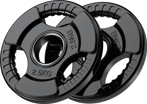 Par de discos olímpicos PhysKcal Tri-Grip negros de 2,5 kg