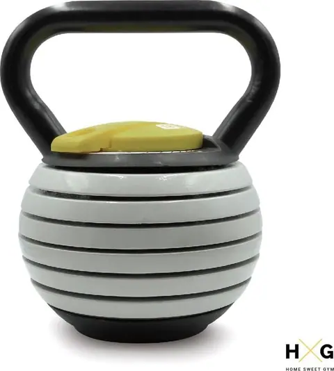 Kettlebell ajustable HxG gris y negra con los discos montados