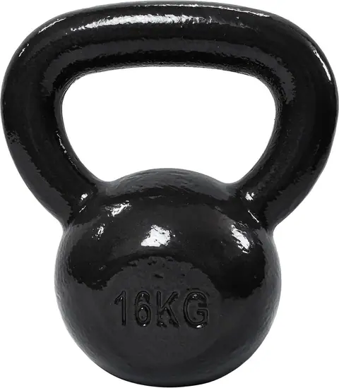 Kettlebell Amazon Basics de hierro fundido negra de 16 kg