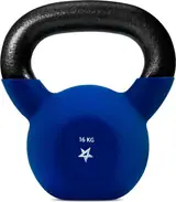 Ver imagen 1: Kettlebell Yes4All de 16 kg con funda de neopreno azul y asa negra