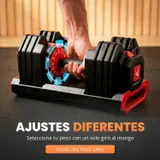 Ver imagen 2: Detalle del selector giratorio de la mancuerna JUPPLIES para elegir el peso