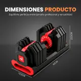 Ver imagen 3: Medidas de la mancuerna ajustable JUPPLIES y de su base