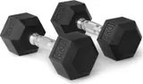 Ver imagen 1: Par de mancuernas hexagonales Amazon Basics negras de goma con mango cromado