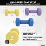 Ver imagen 2: Medidas de las mancuernas unycos de 3, 4 y 5 kg