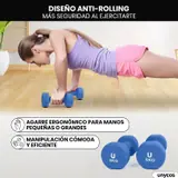 Ver imagen 4: Plancha con remo apoyándose en las mancuernas unycos de 5 kg
