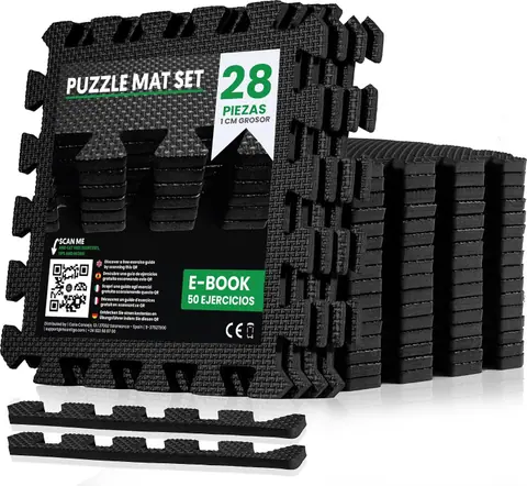 Pack de 28 losetas puzzle de EVA negras unycos
