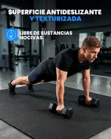 Ver imagen 5: Hombre haciendo flexiones con mancuernas sobre el suelo puzzle antideslizante